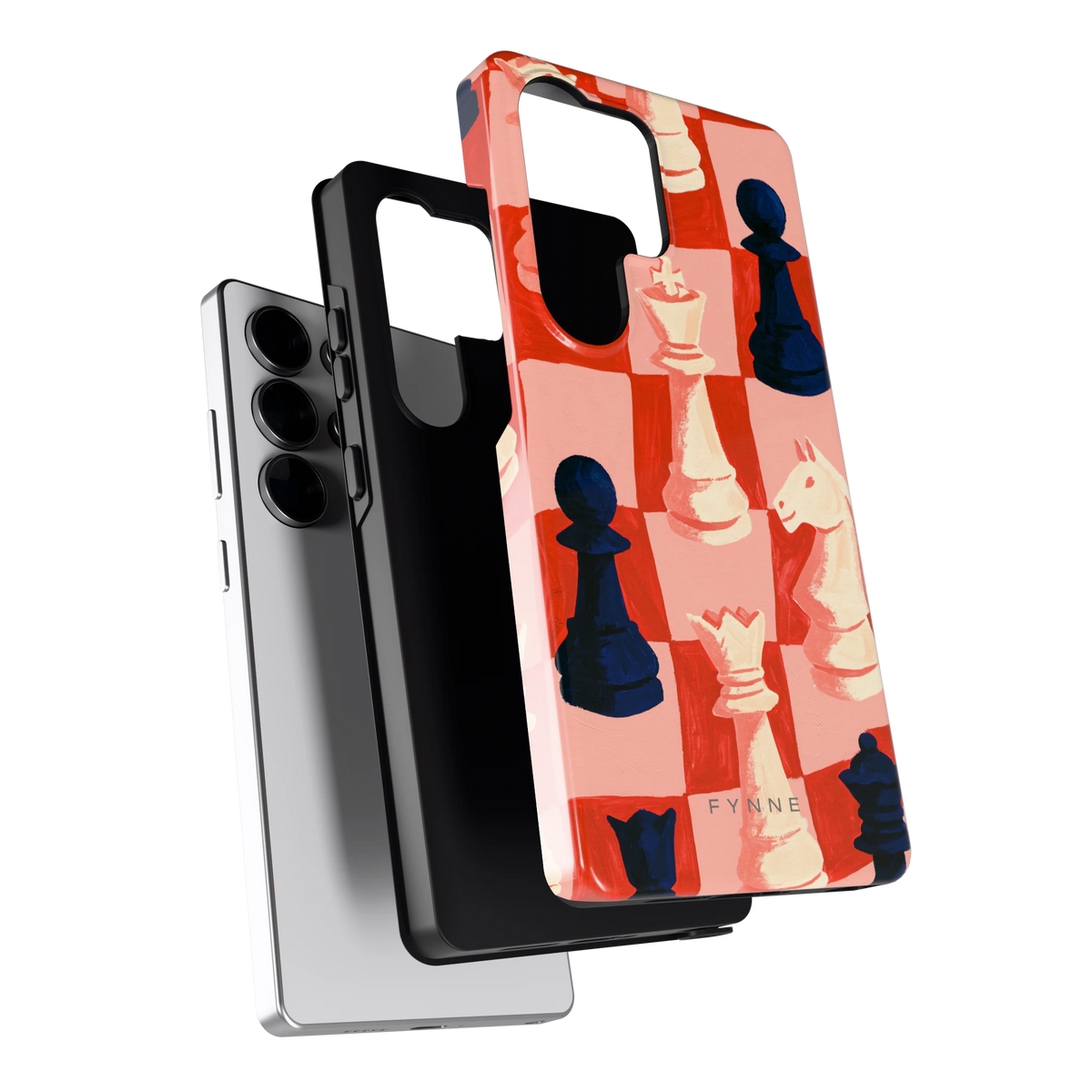 Rood Schaakbord hoesje voor Galaxy S25 Ultra, los van de telefoon
