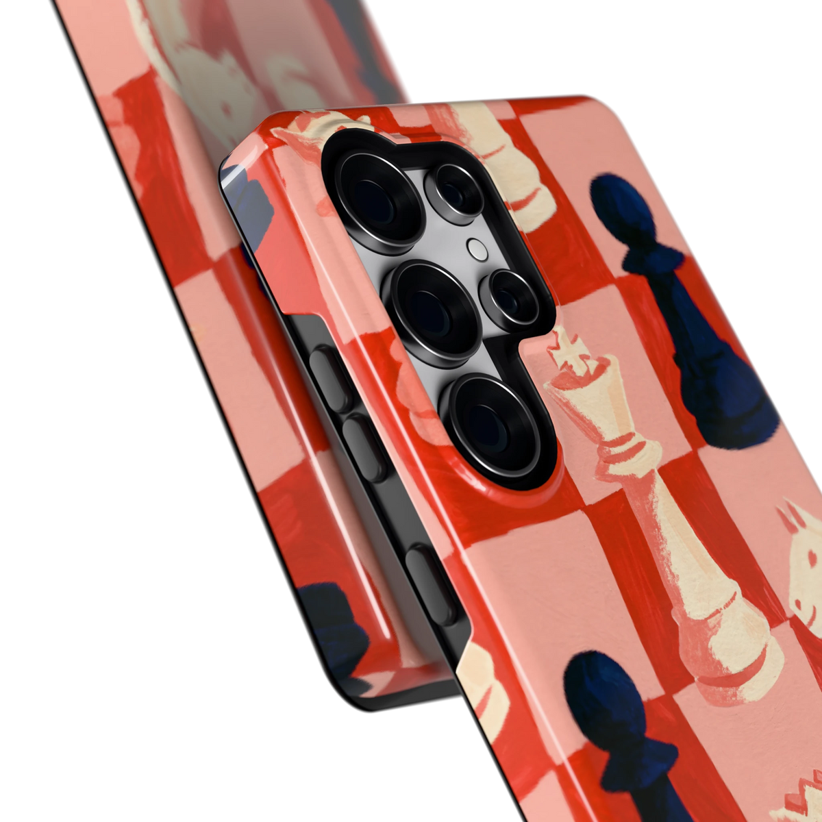 Rood Schaakbord hoesje voor Galaxy S25 Ultra, close-up