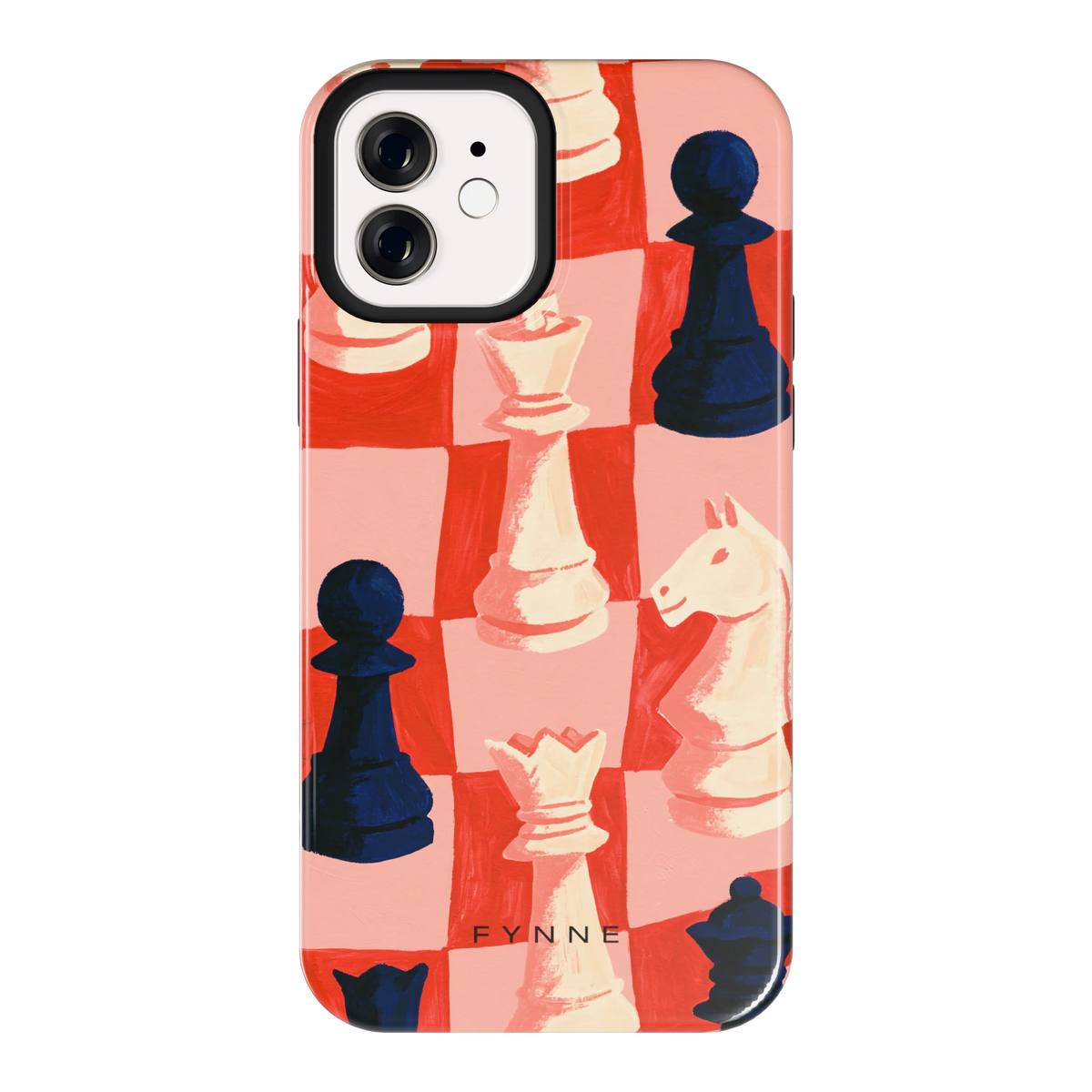 Rood Schaakbord hoesje voor iPhone 12, achterkant