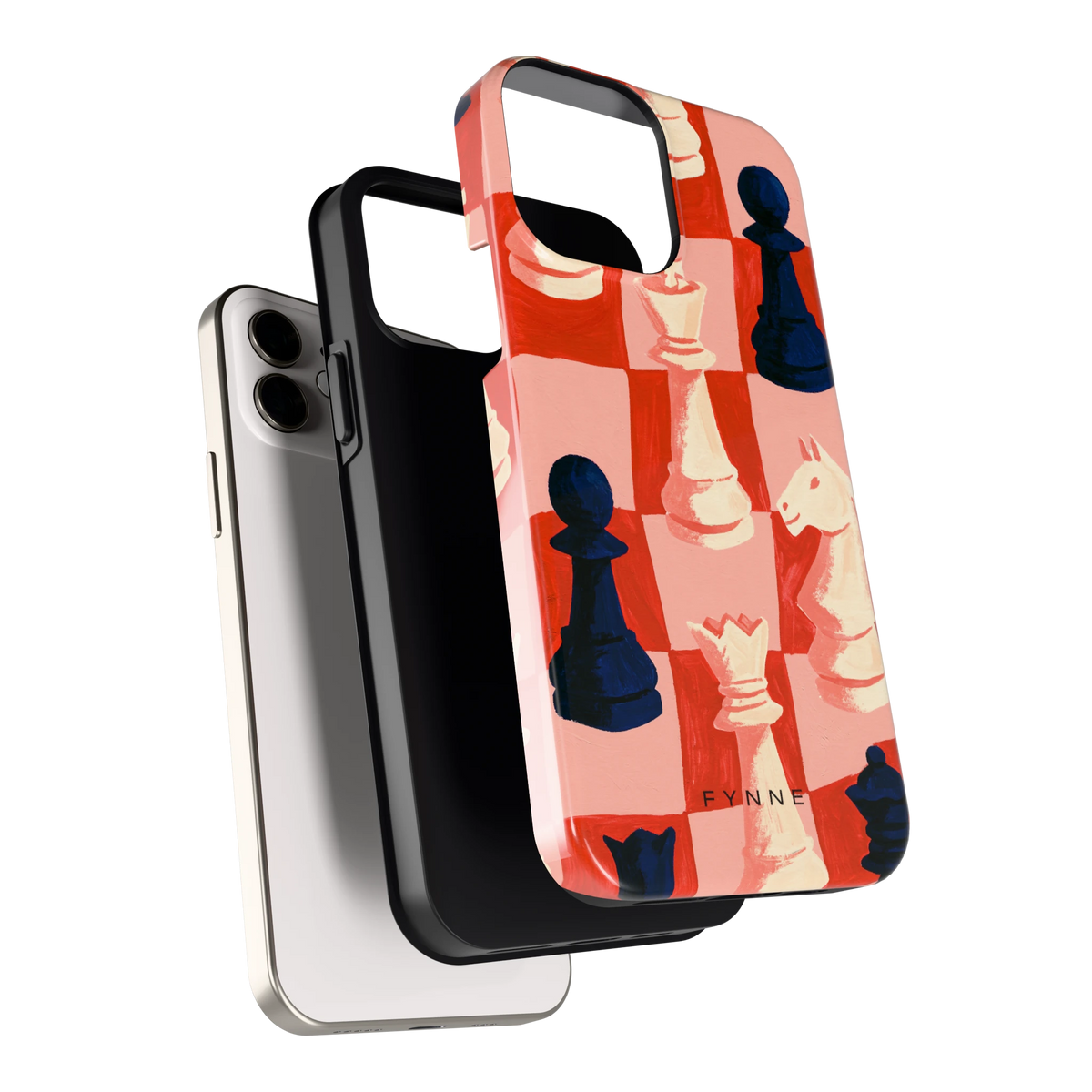 Rood Schaakbord hoesje voor iPhone 12, los van de telefoon