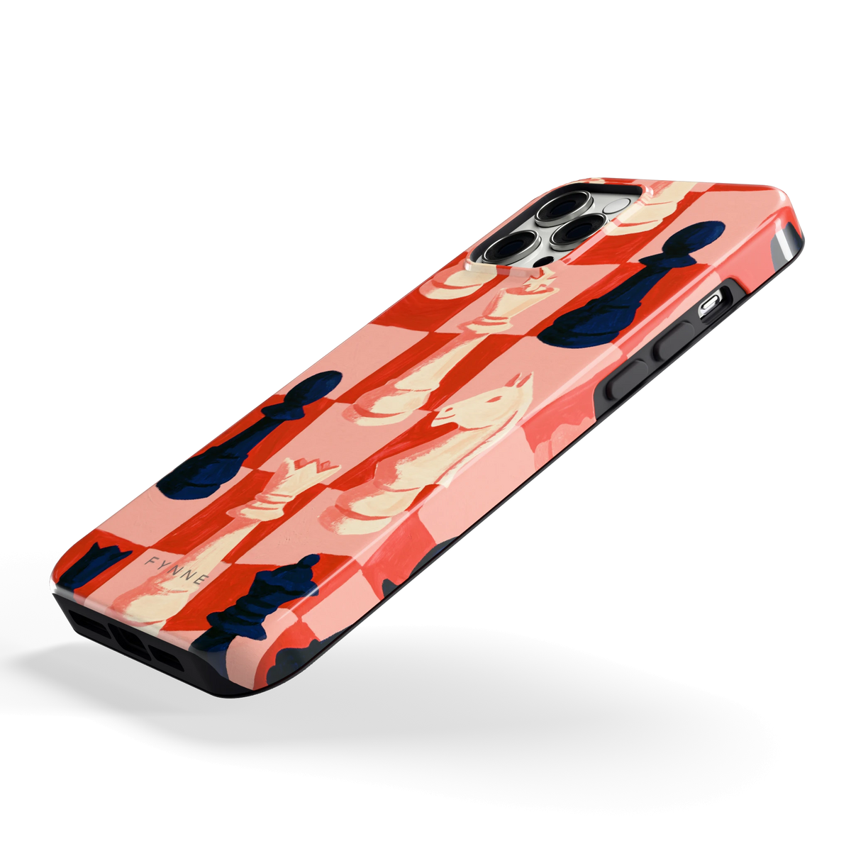 Rood Schaakbord hoesje voor iPhone 12 Pro Max, schuin