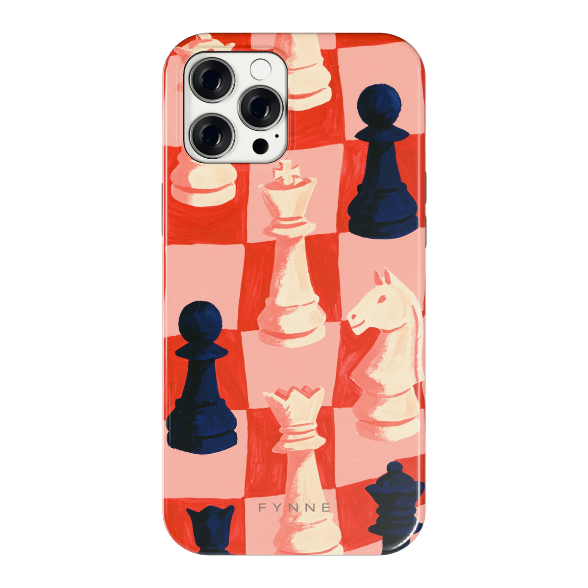 Rood Schaakbord hoesje voor iPhone 12 Pro Max, achterkant