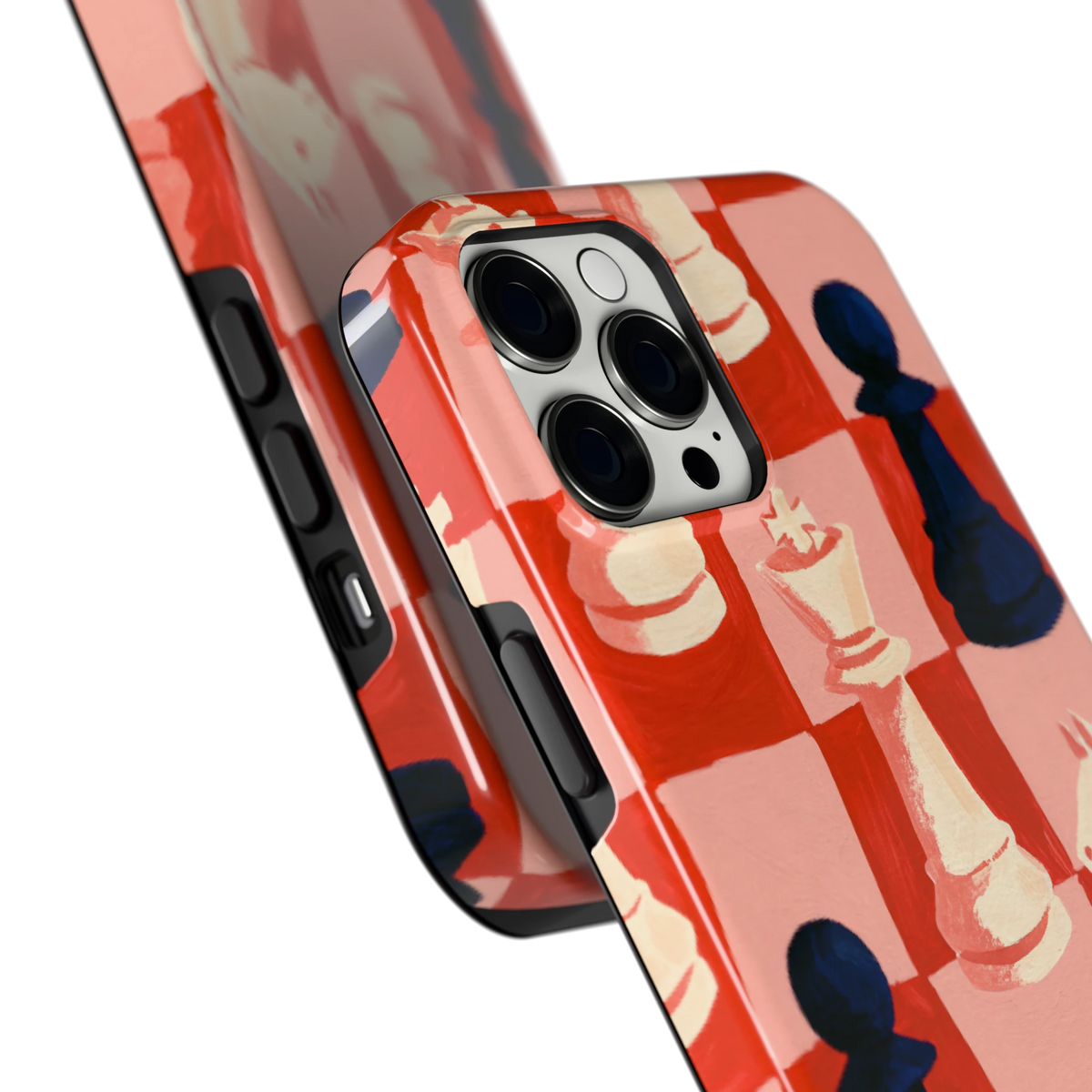 Rood Schaakbord hoesje voor iPhone 12 Pro Max, close-up