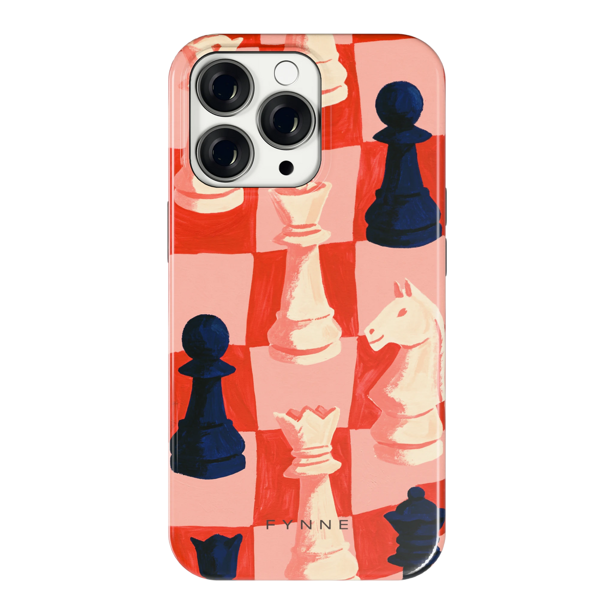 Rood Schaakbord hoesje voor iPhone 13 Pro, achterkant