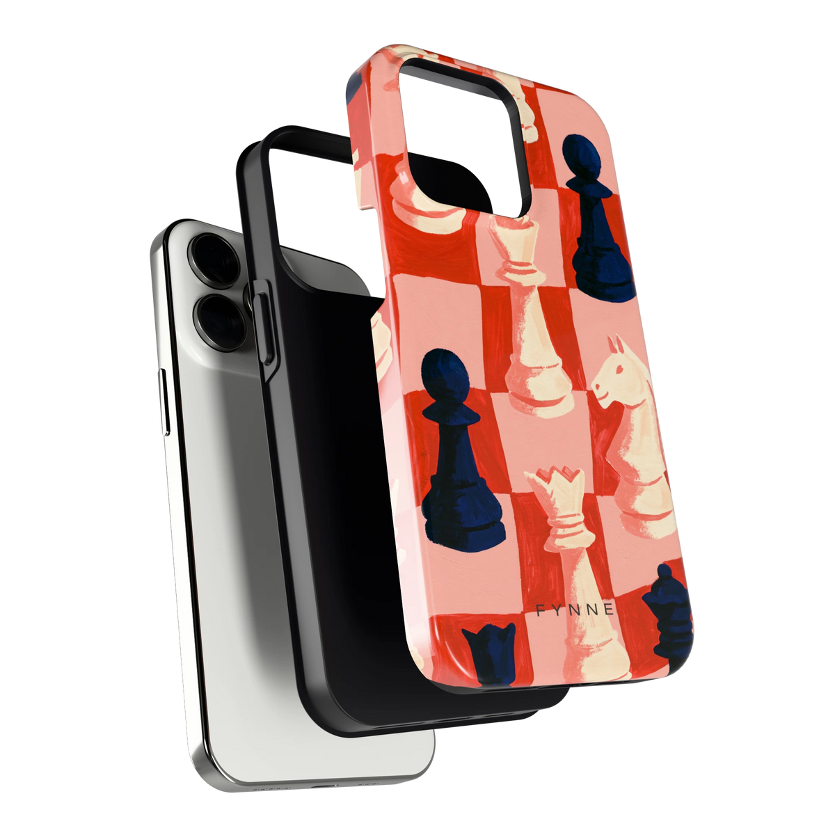 Rood Schaakbord hoesje voor iPhone 13 Pro, los van de telefoon