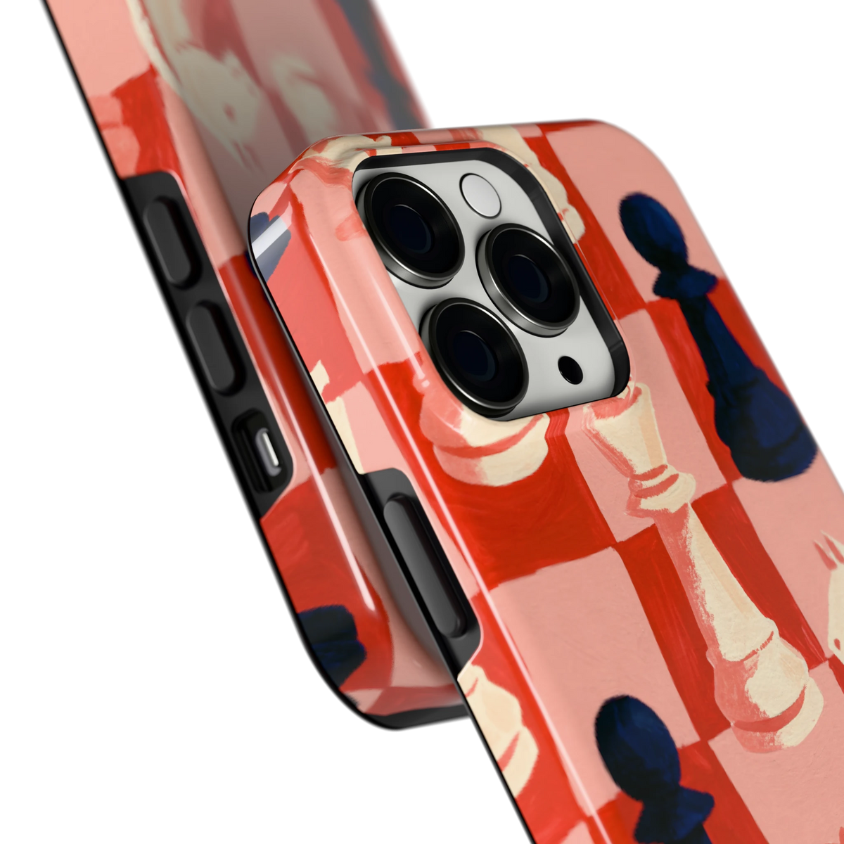 Rood Schaakbord hoesje voor iPhone 13 Pro, close-up