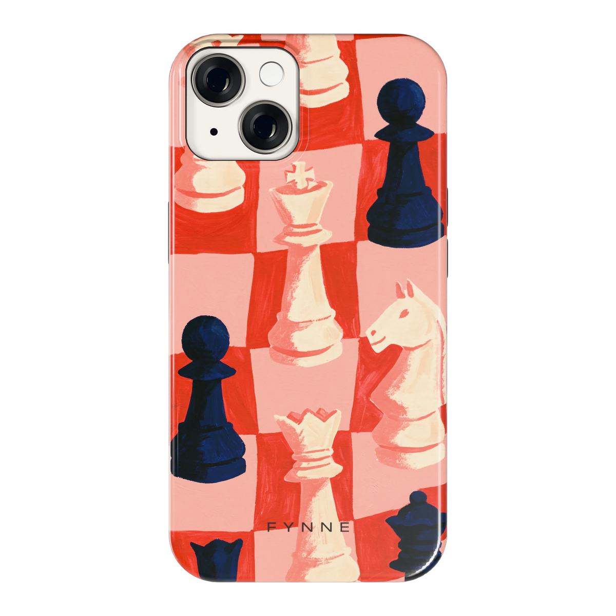 Rood Schaakbord hoesje voor iPhone 14, achterkant