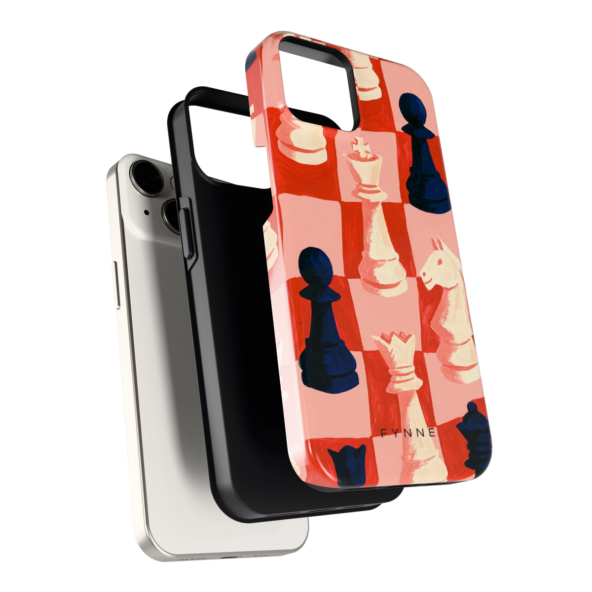 Rood Schaakbord hoesje voor iPhone 14, los van de telefoon