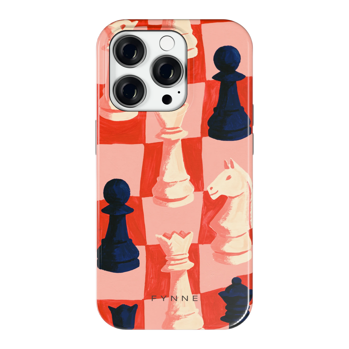 Rood Schaakbord hoesje voor iPhone 14 Pro, achterkant