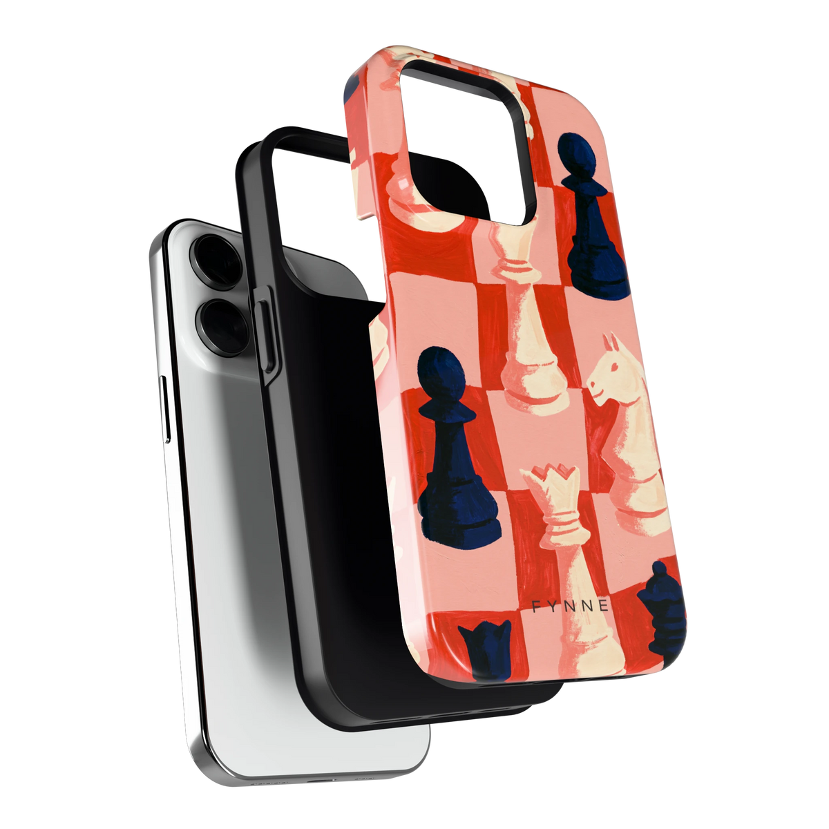 Rood Schaakbord hoesje voor iPhone 14 Pro, los van de telefoon