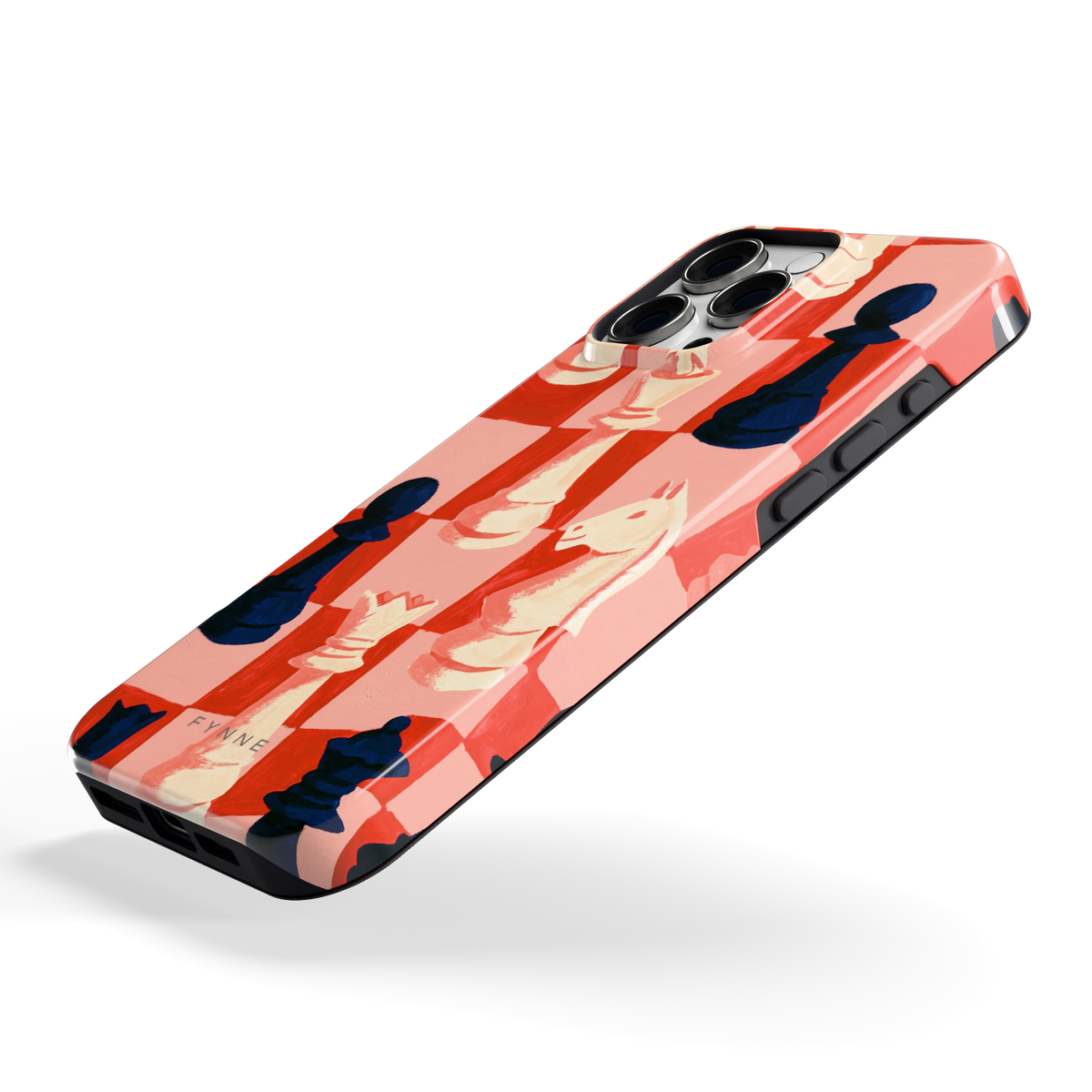Rood Schaakbord hoesje voor iPhone 16 Pro Max, schuin