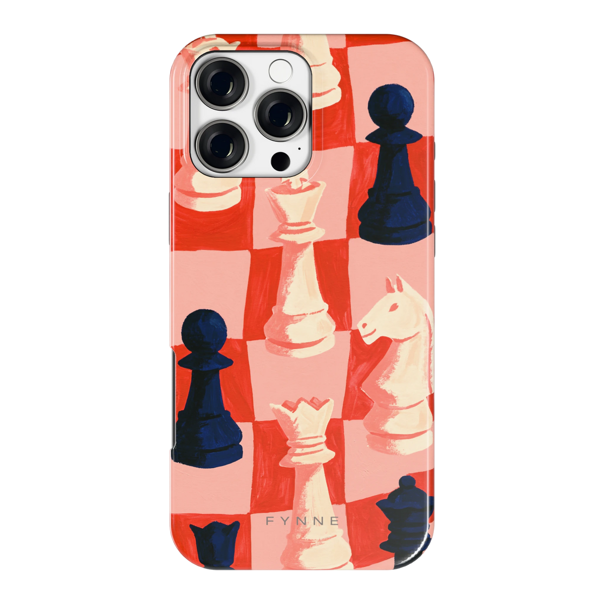 Rood Schaakbord hoesje voor iPhone 16 Pro Max, achterkant