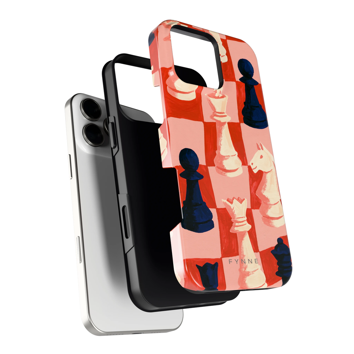 Rood Schaakbord hoesje voor iPhone 16 Pro Max, los van de telefoon