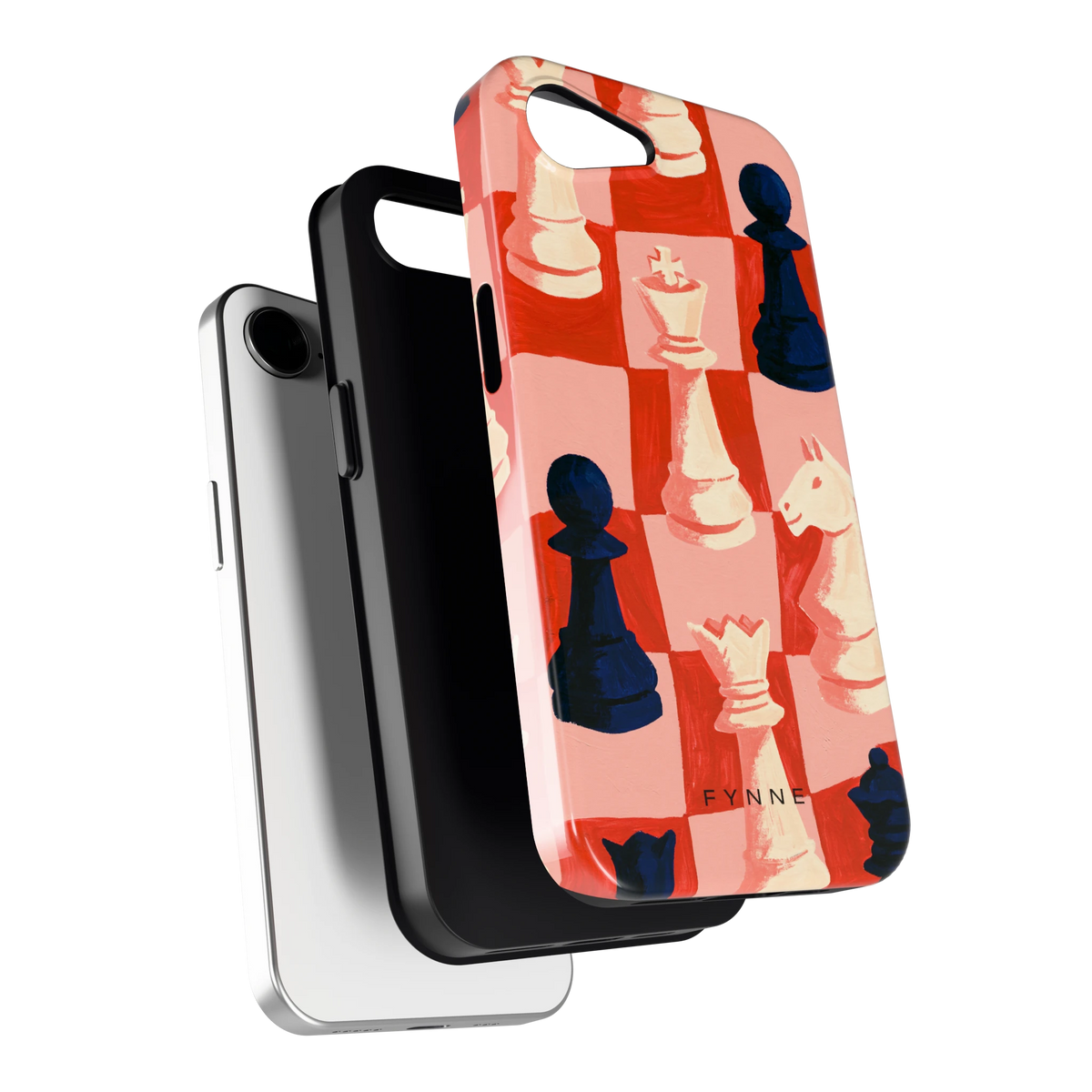 Rood Schaakbord hoesje voor iPhone 16e, los van de telefoon