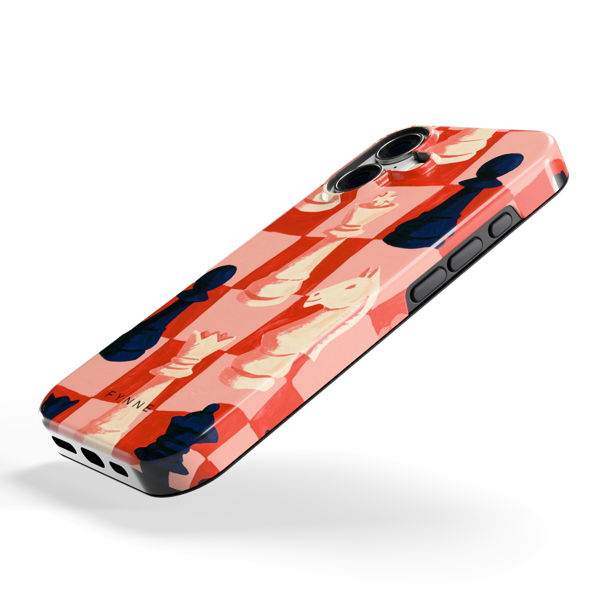 Rood Schaakbord hoesje voor iPhone 17, schuin