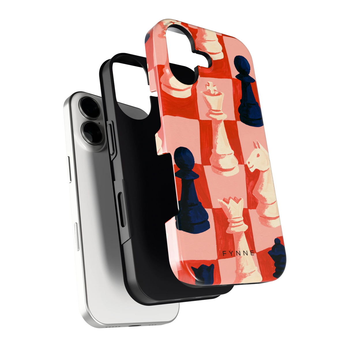 Rood Schaakbord hoesje voor iPhone 17, los van de telefoon