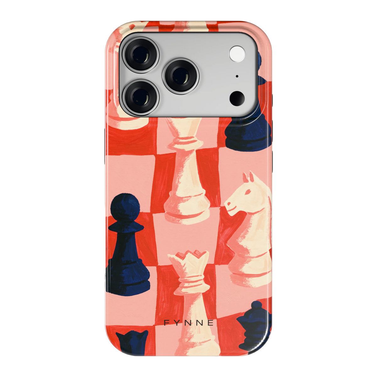 Rood Schaakbord hoesje voor iPhone 18 Pro, achterkant