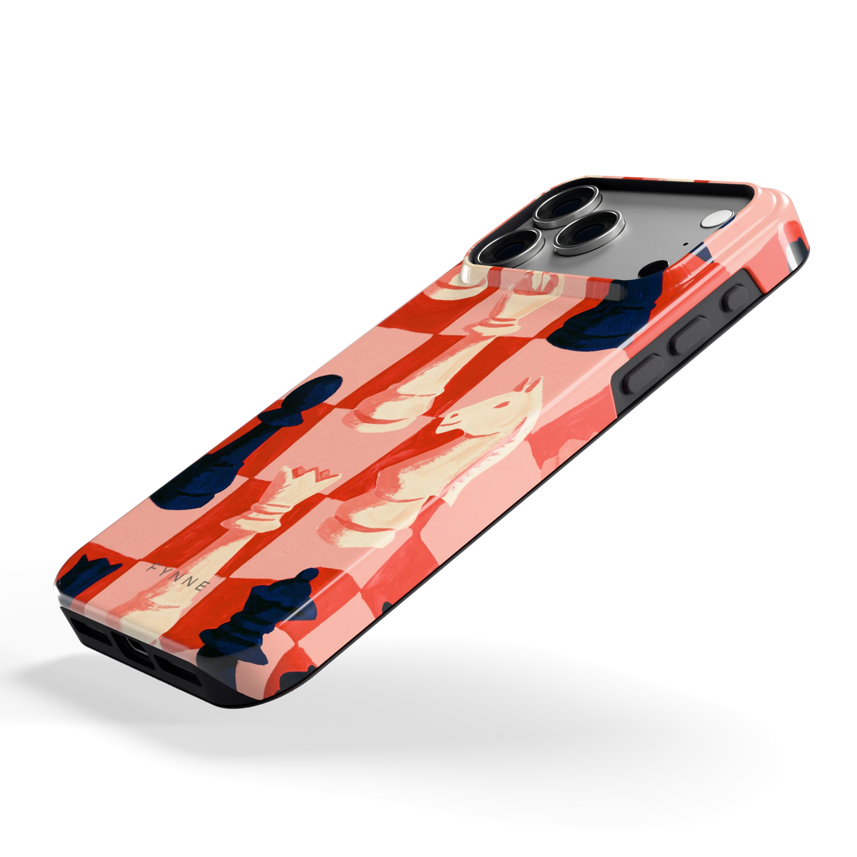 Rood Schaakbord hoesje voor iPhone 18 Pro Max, schuin