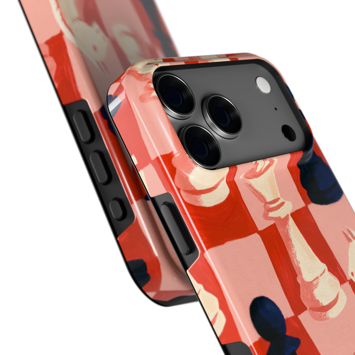 Rood Schaakbord hoesje voor iPhone 18 Pro Max, close-up