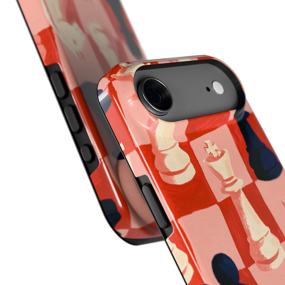 Rood Schaakbord hoesje voor iPhone Air, close-up