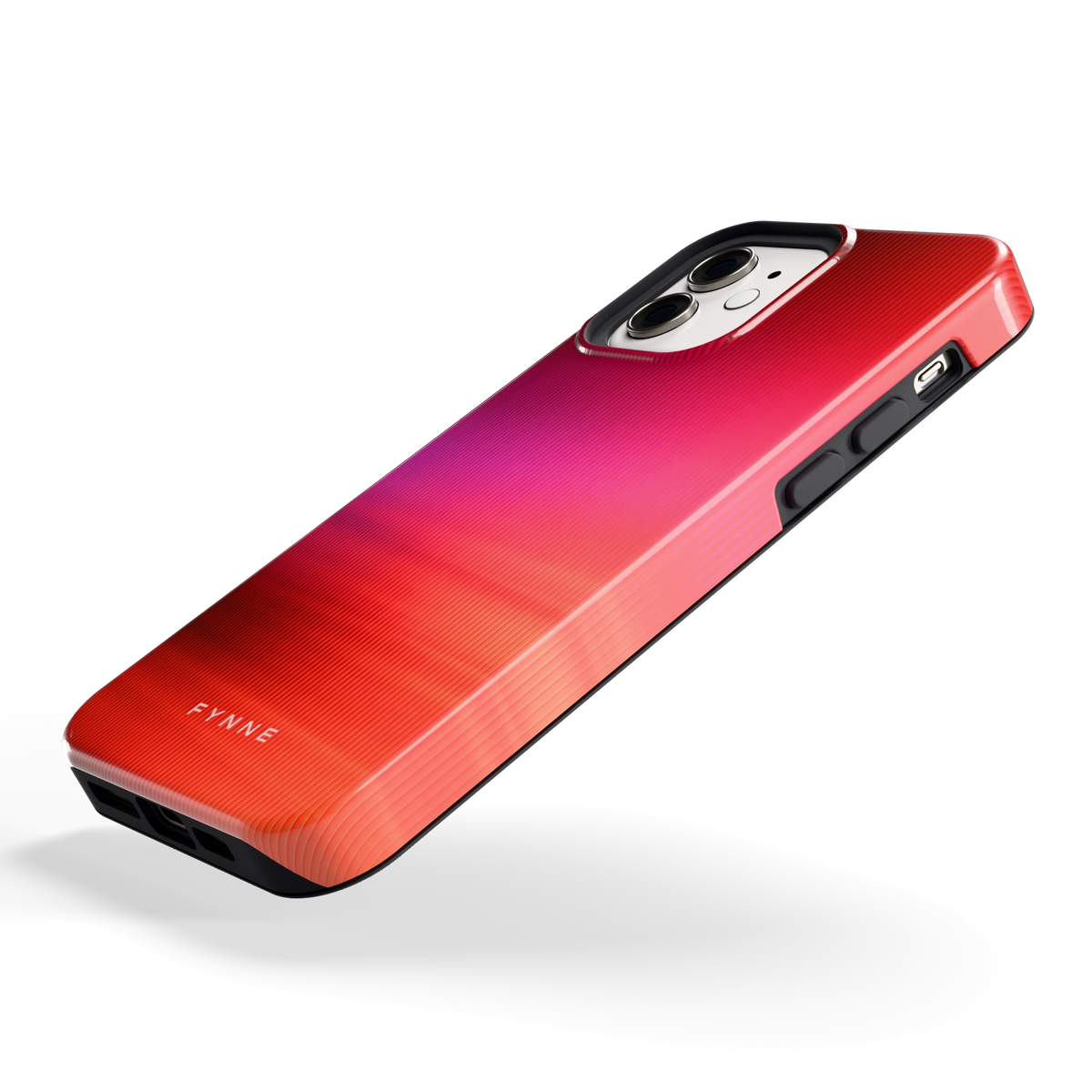Rode Ribbelgloed hoesje voor iPhone 12, schuin