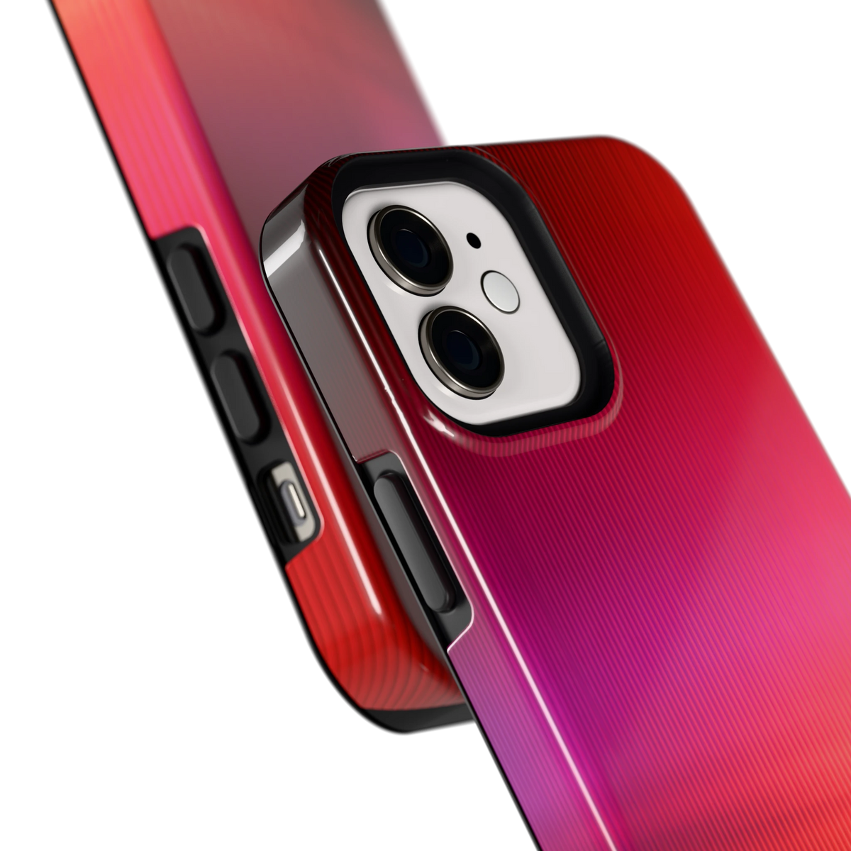 Rode Ribbelgloed hoesje voor iPhone 12, close-up