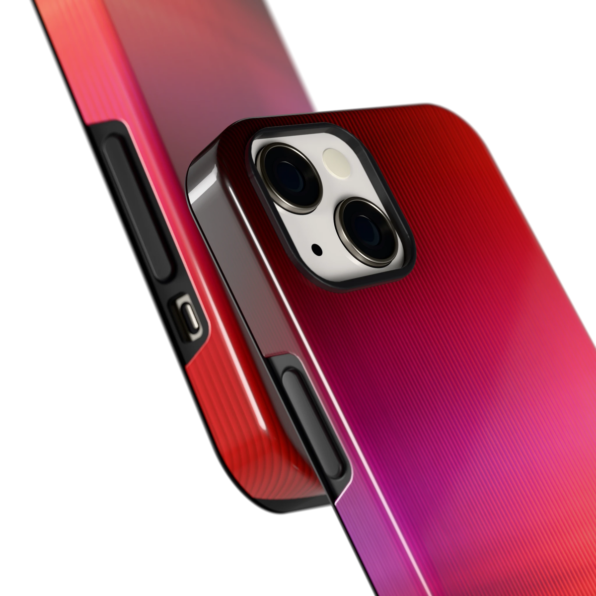 Rode Ribbelgloed hoesje voor iPhone 13, close-up