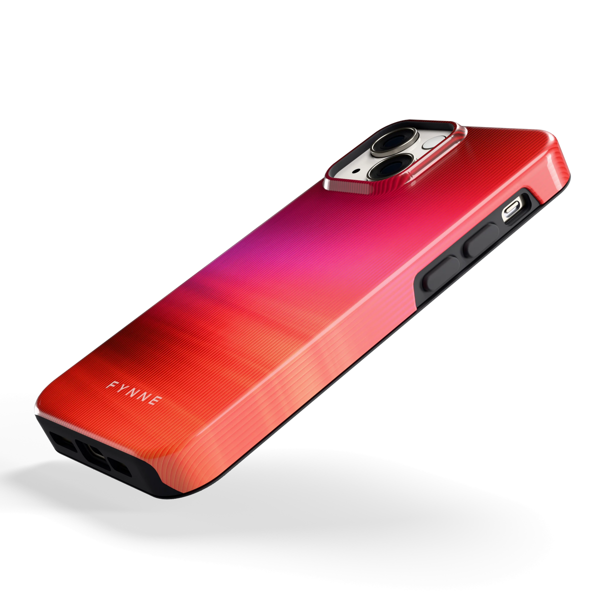 Rode Ribbelgloed hoesje voor iPhone 13 mini, schuin