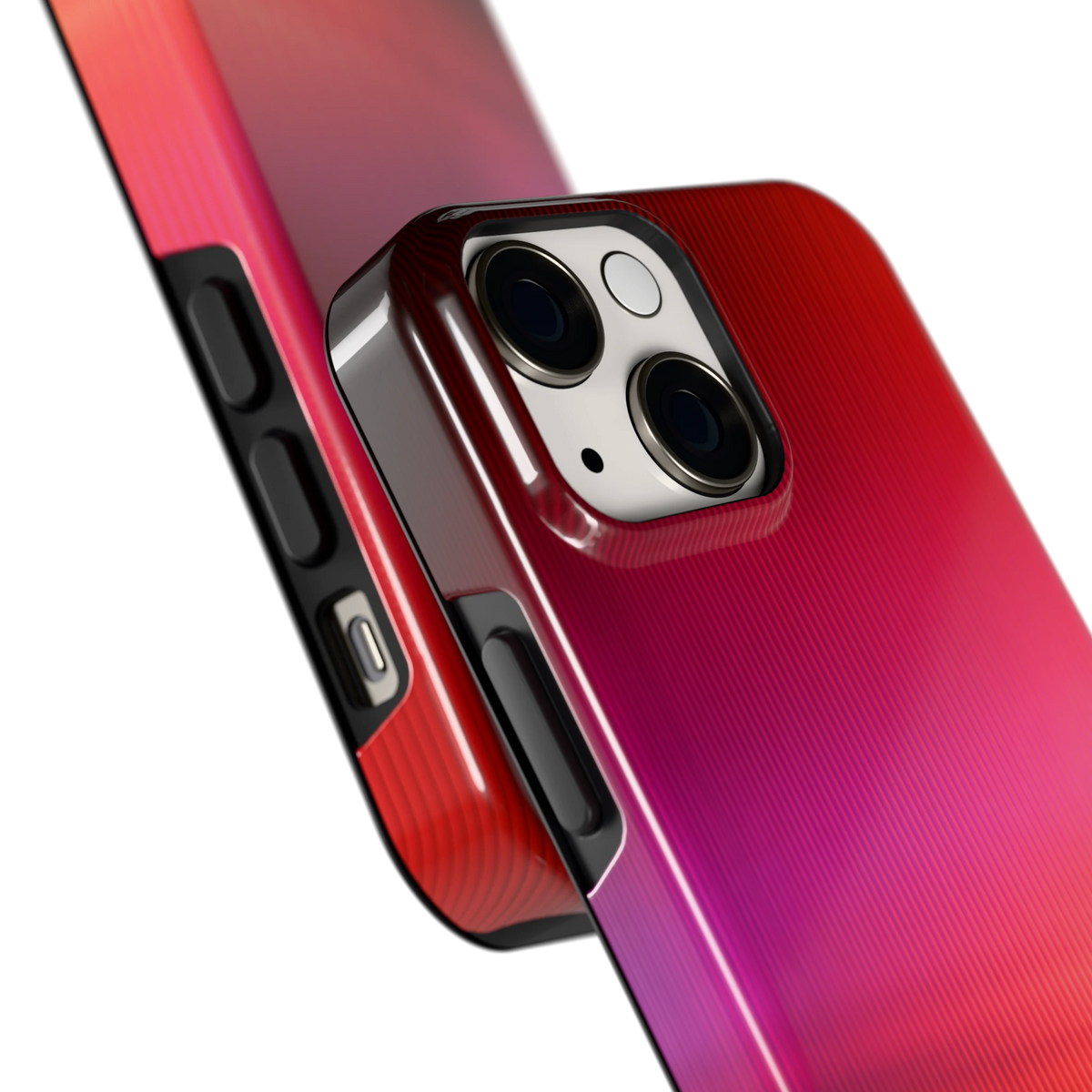 Rode Ribbelgloed hoesje voor iPhone 13 mini, close-up