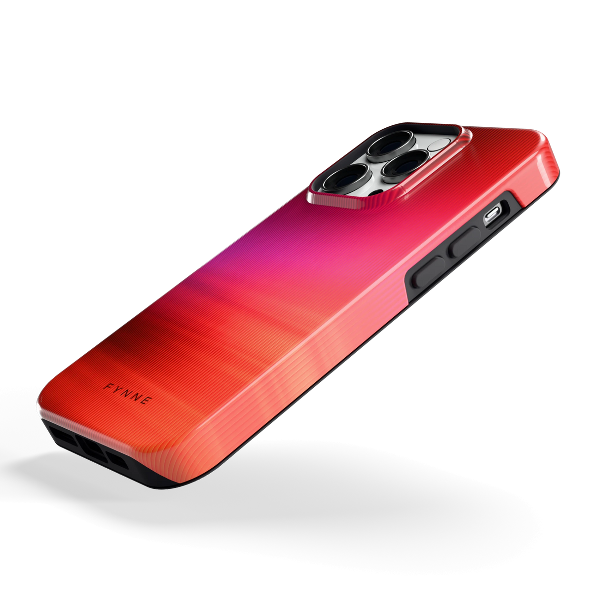 Rode Ribbelgloed hoesje voor iPhone 14 Pro, schuin
