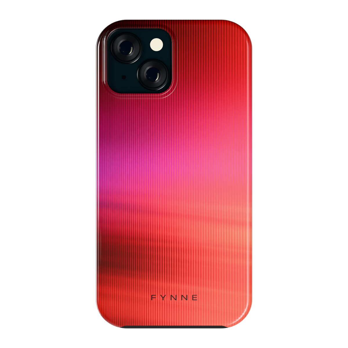Rode Ribbelgloed hoesje voor iPhone 15, achterkant
