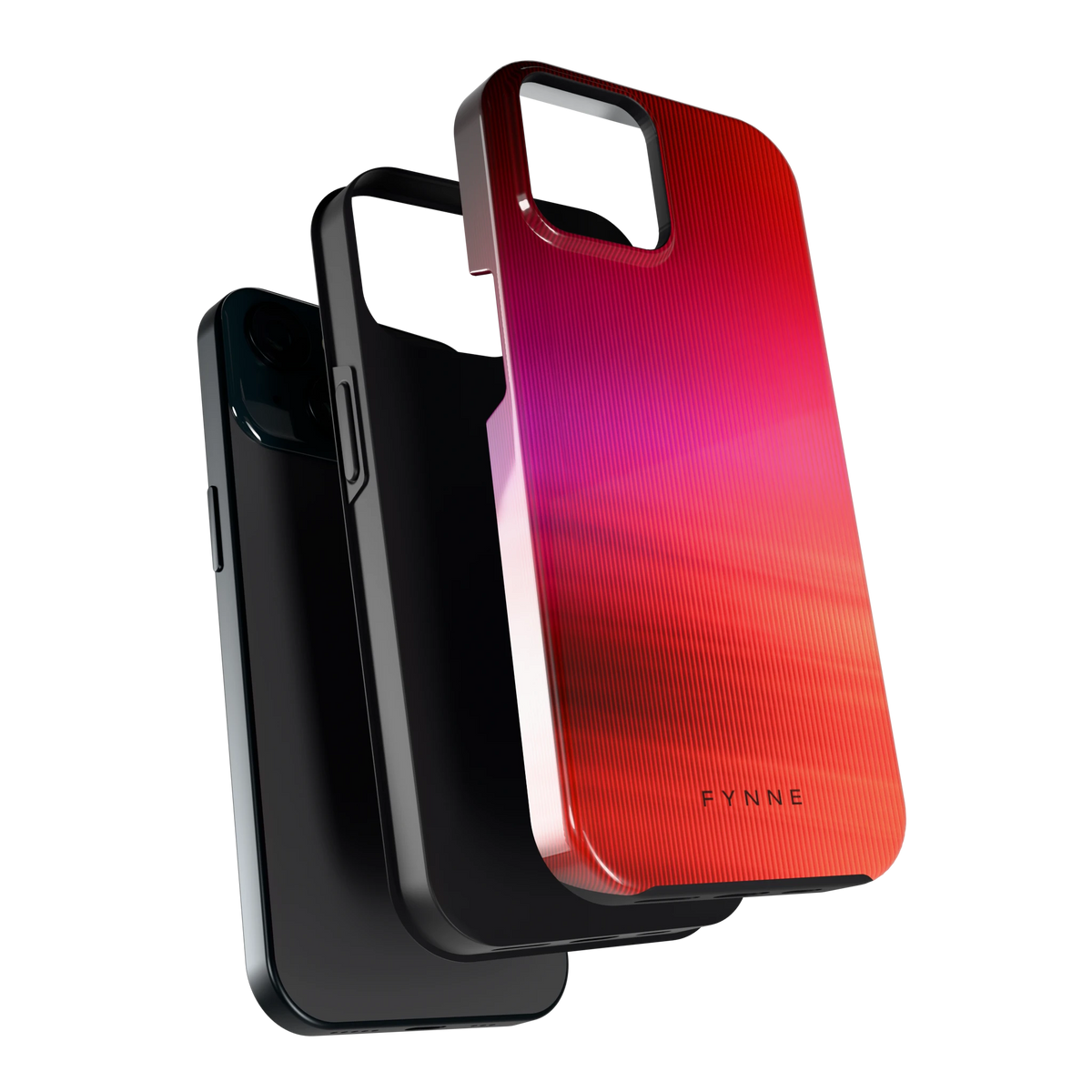 Rode Ribbelgloed hoesje voor iPhone 15, los van de telefoon