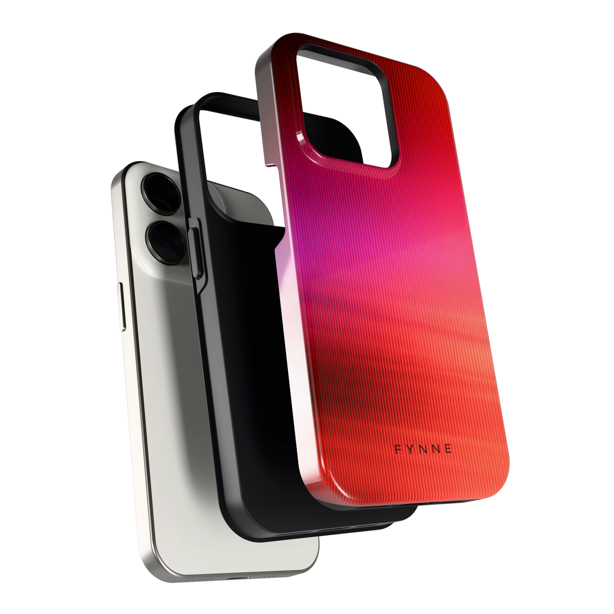Rode Ribbelgloed hoesje voor iPhone 15 Pro, los van de telefoon