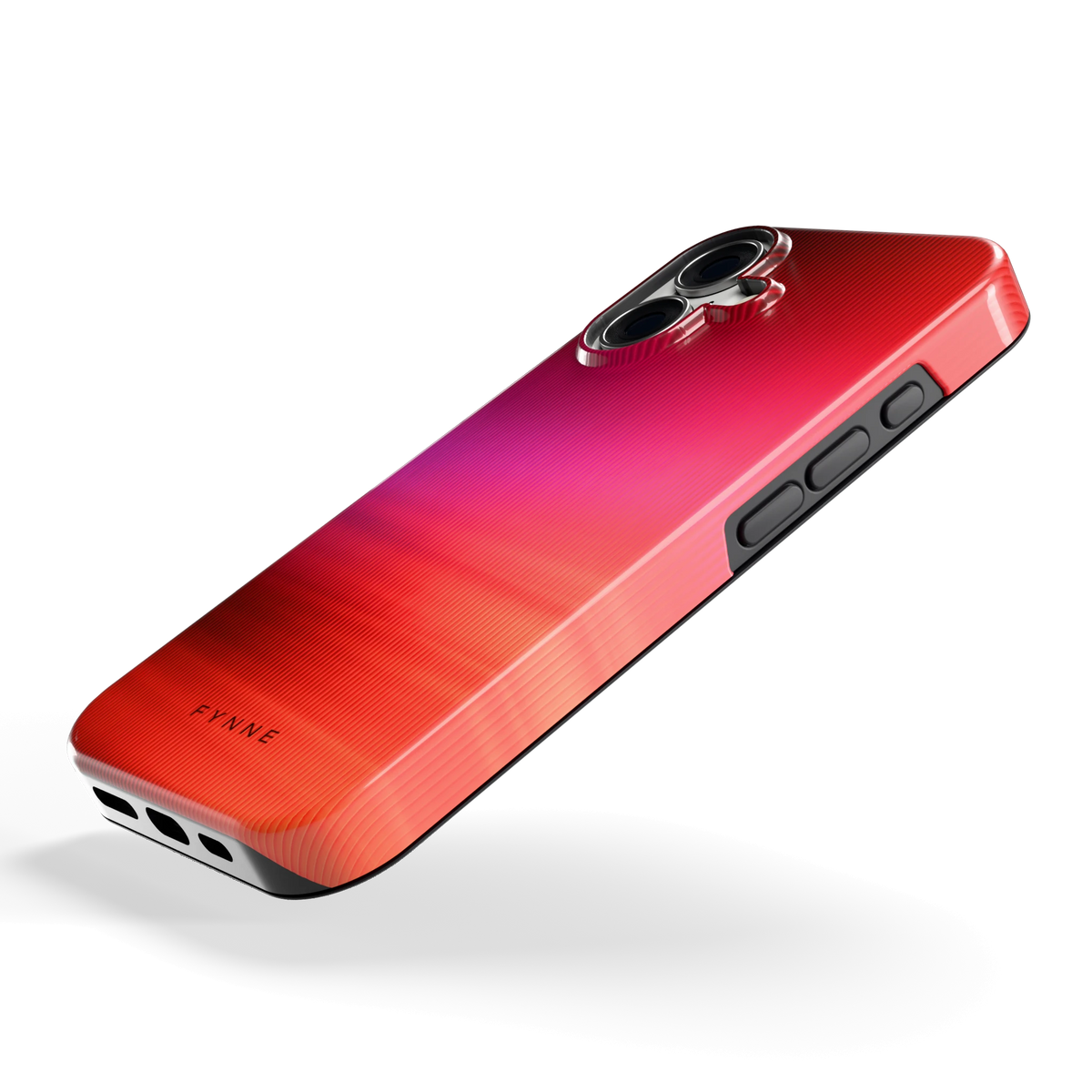Rode Ribbelgloed hoesje voor iPhone 16, schuin