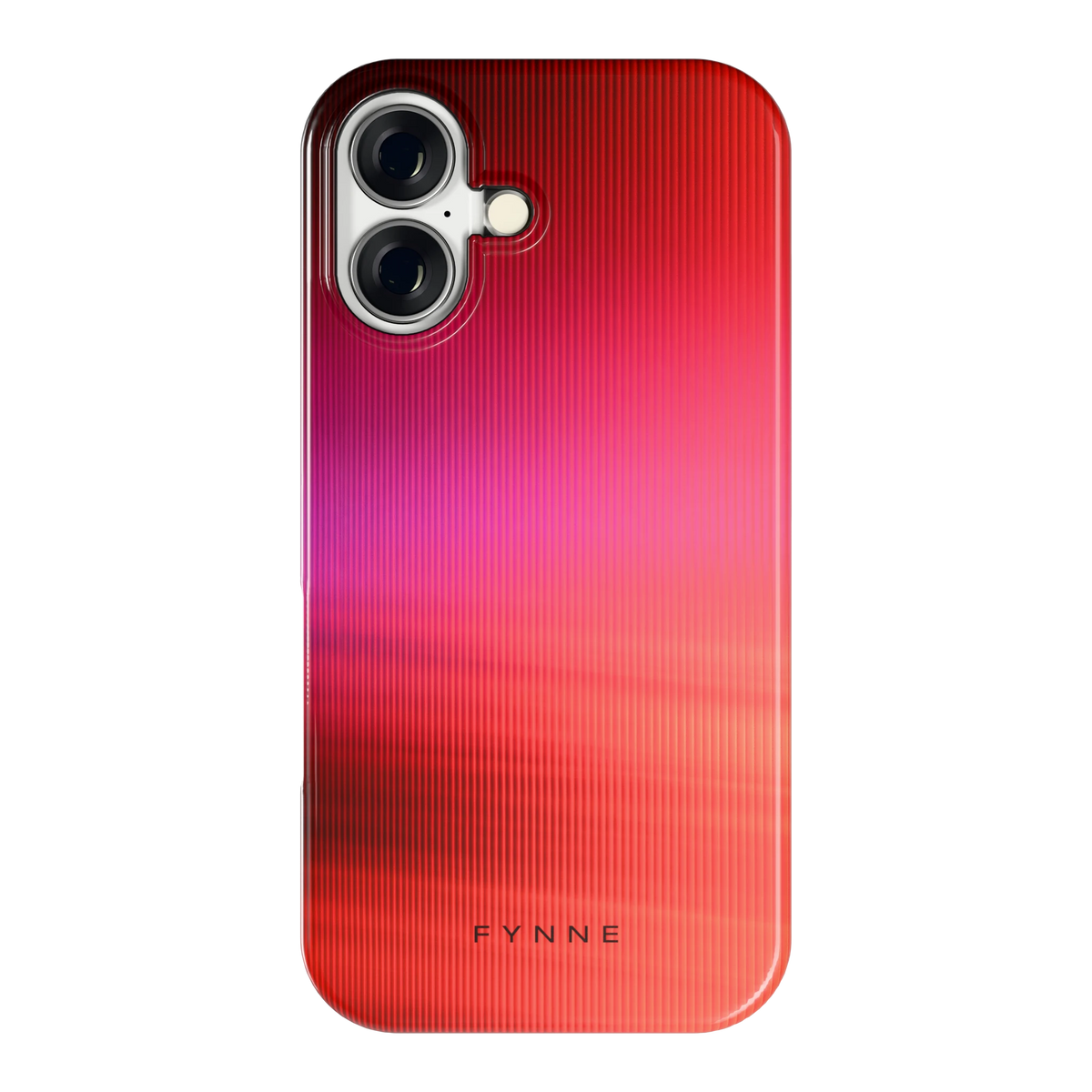 Rode Ribbelgloed hoesje voor iPhone 16, achterkant