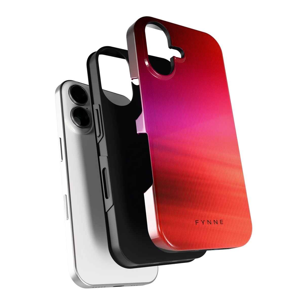 Rode Ribbelgloed hoesje voor iPhone 16, los van de telefoon