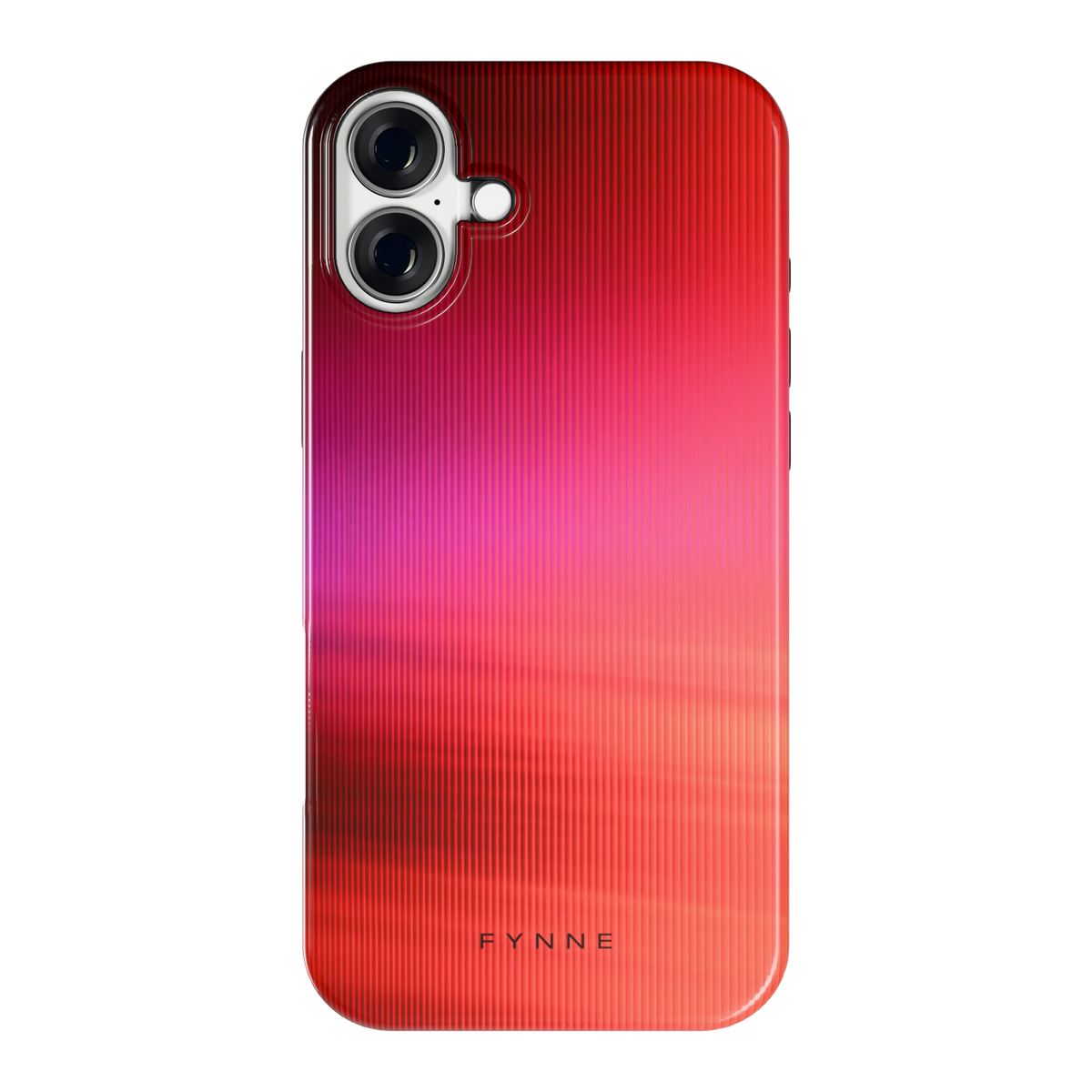 Rode Ribbelgloed hoesje voor iPhone 16 Plus, achterkant