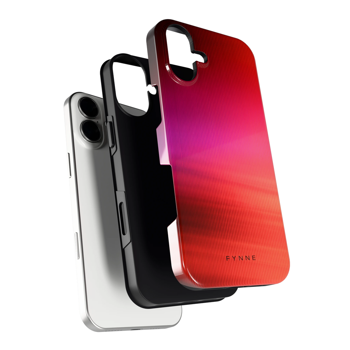 Rode Ribbelgloed hoesje voor iPhone 16 Plus, los van de telefoon