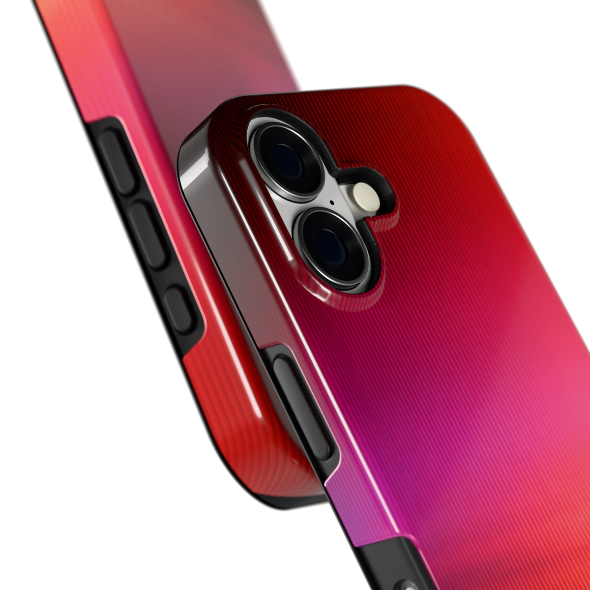 Rode Ribbelgloed hoesje voor iPhone 17, close-up
