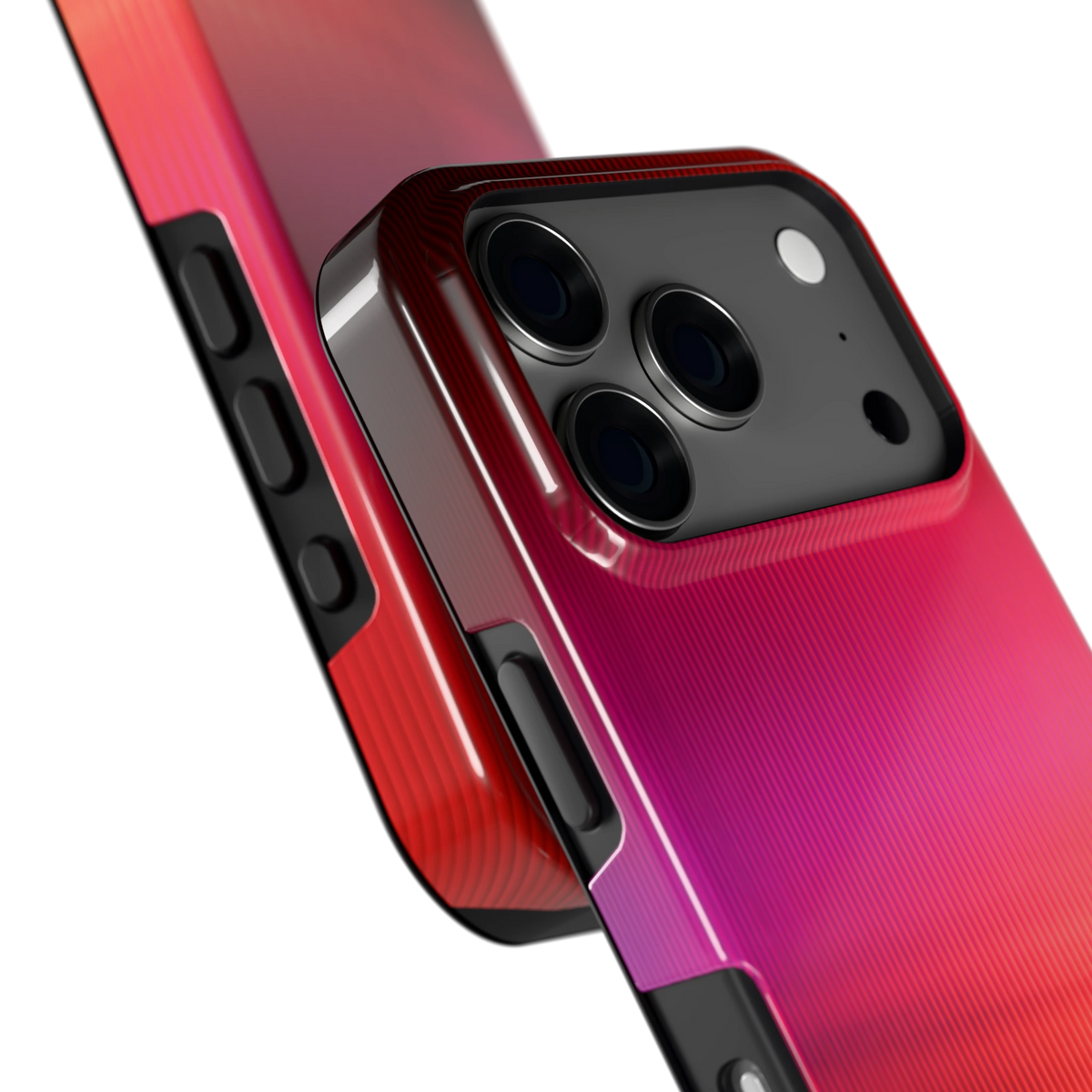 Rode Ribbelgloed hoesje voor iPhone 17 Pro, close-up