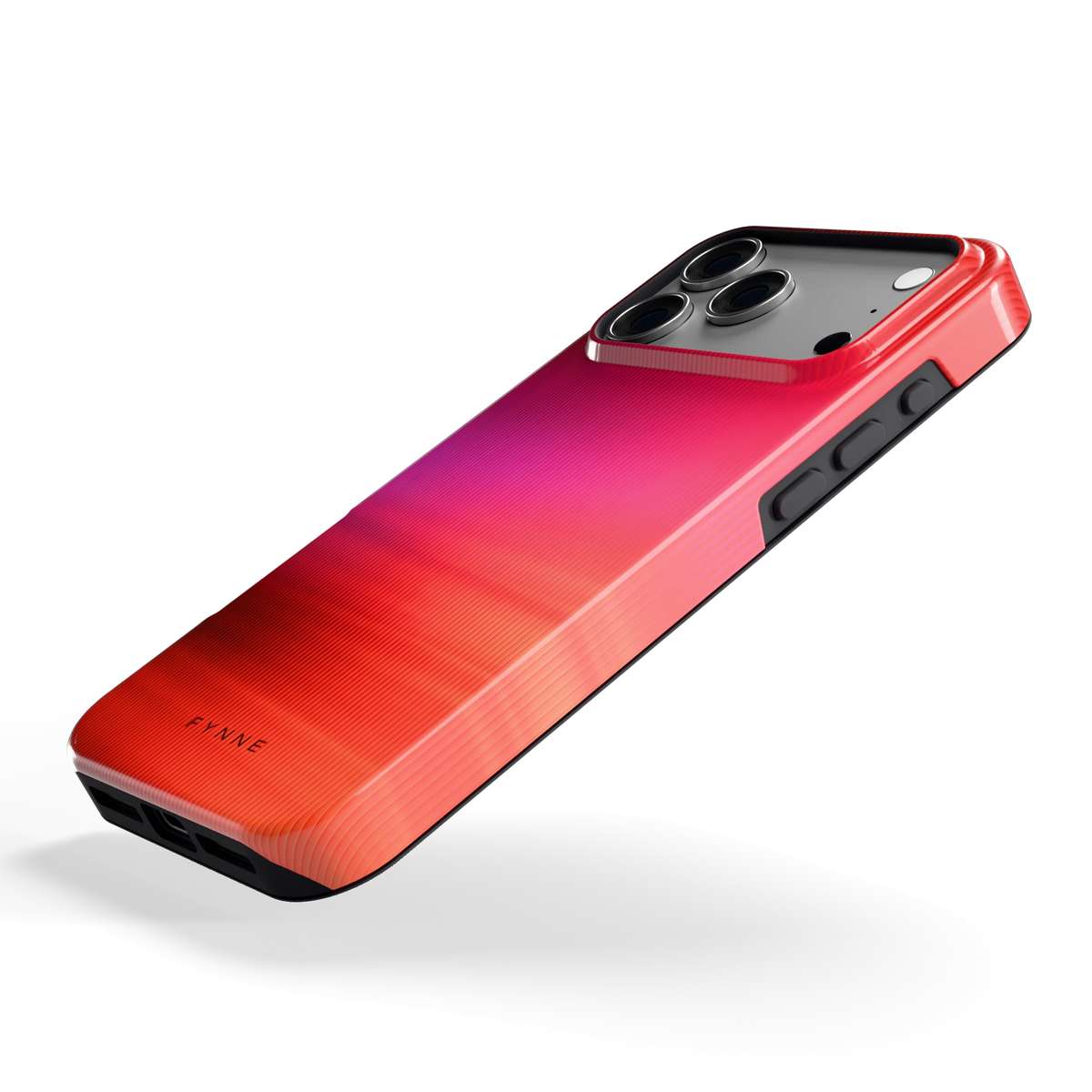 Rode Ribbelgloed hoesje voor iPhone 17 Pro Max, schuin