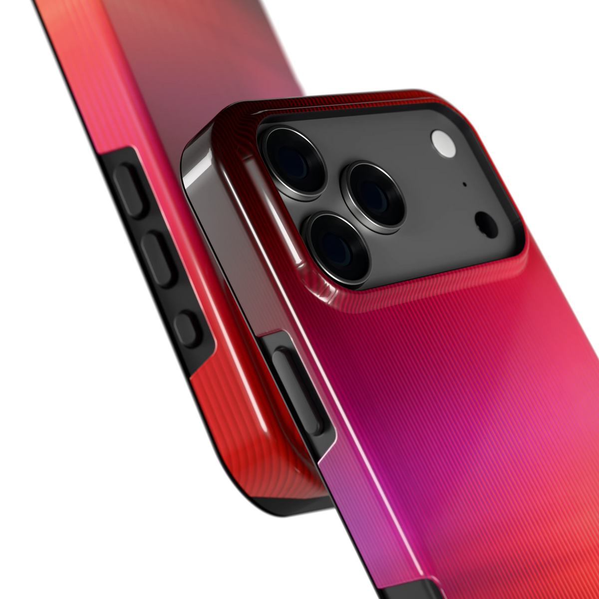 Rode Ribbelgloed hoesje voor iPhone 17 Pro Max, close-up