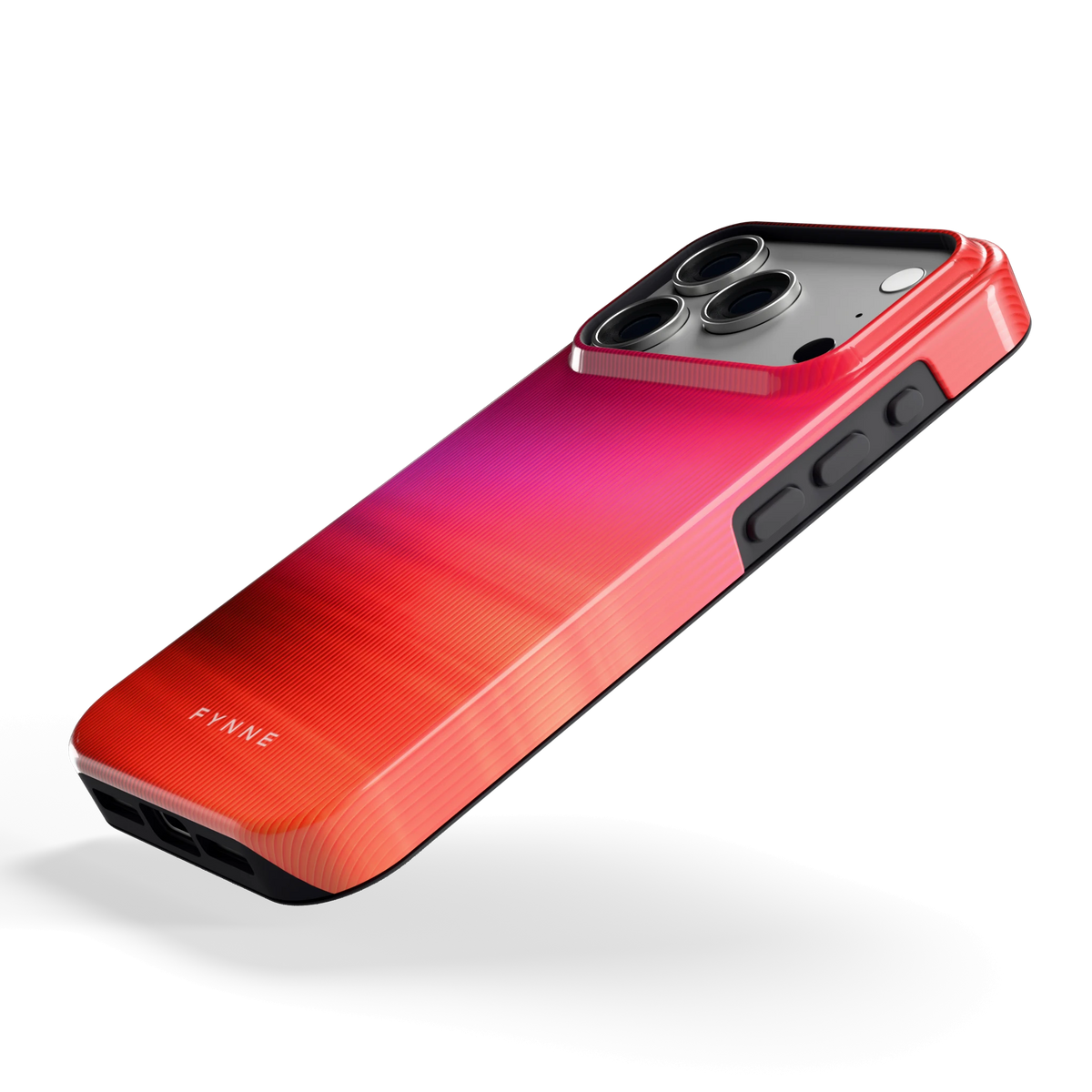 Rode Ribbelgloed hoesje voor iPhone 18 Pro, schuin