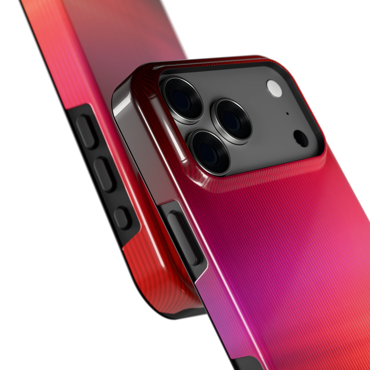 Rode Ribbelgloed hoesje voor iPhone 18 Pro Max, close-up