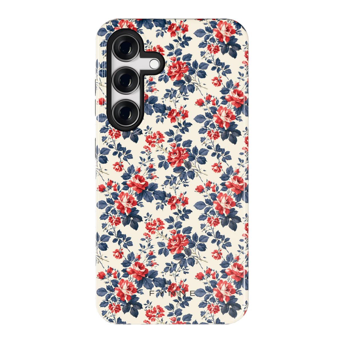 Rode rozen en marineblauw hoesje voor Galaxy S24, achterkant