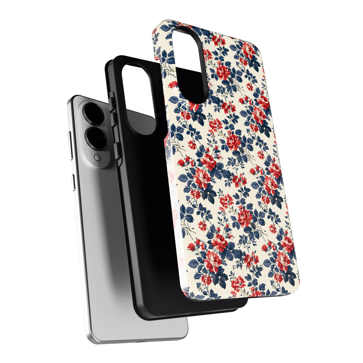 Rode rozen en marineblauw hoesje voor Galaxy S25 Edge, los van de telefoon