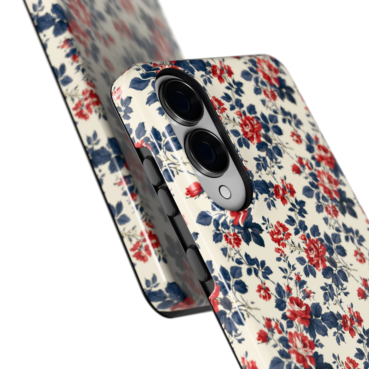 Rode rozen en marineblauw hoesje voor Galaxy S25 Edge, close-up
