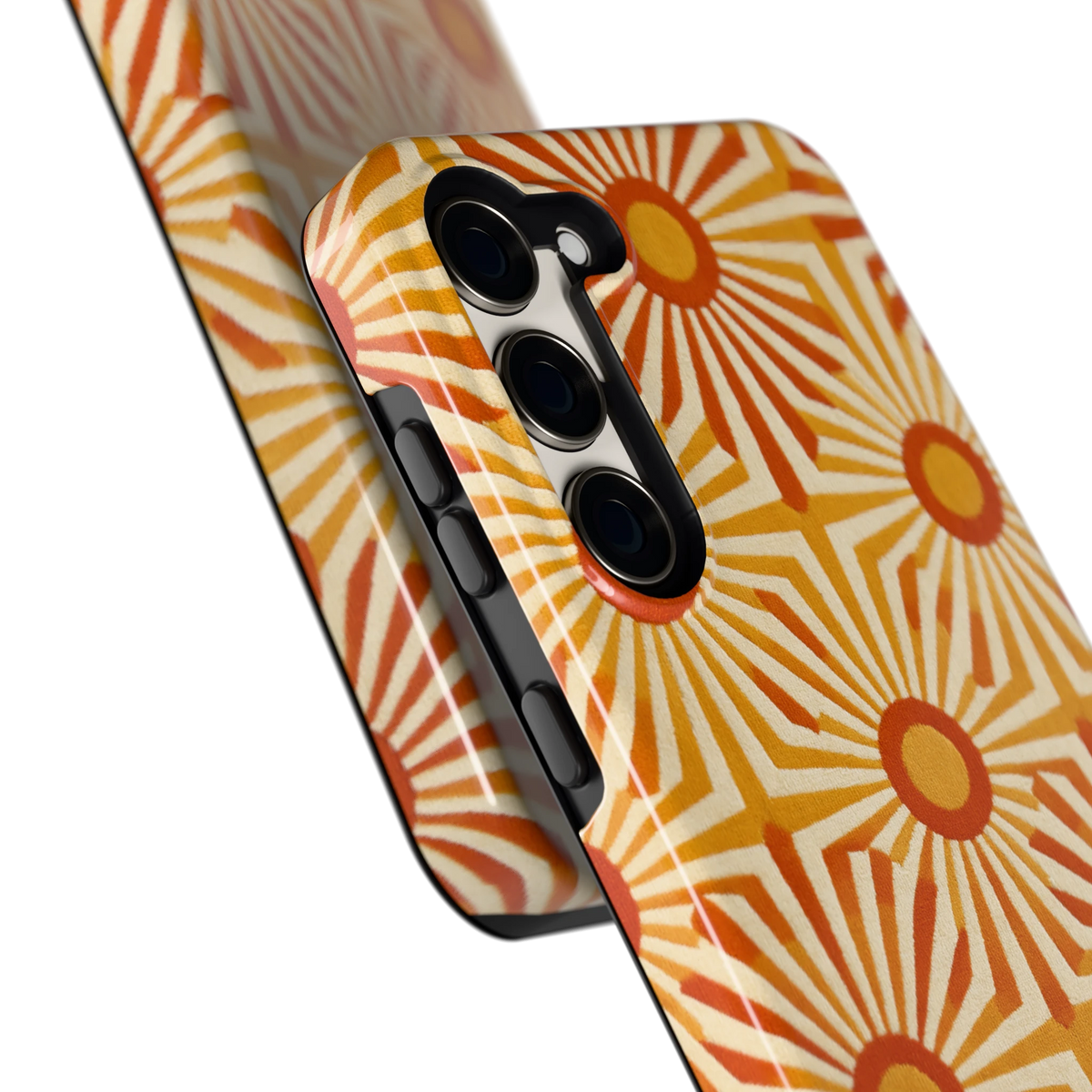 Retro Zonnestralen hoesje voor Galaxy S23+, close-up