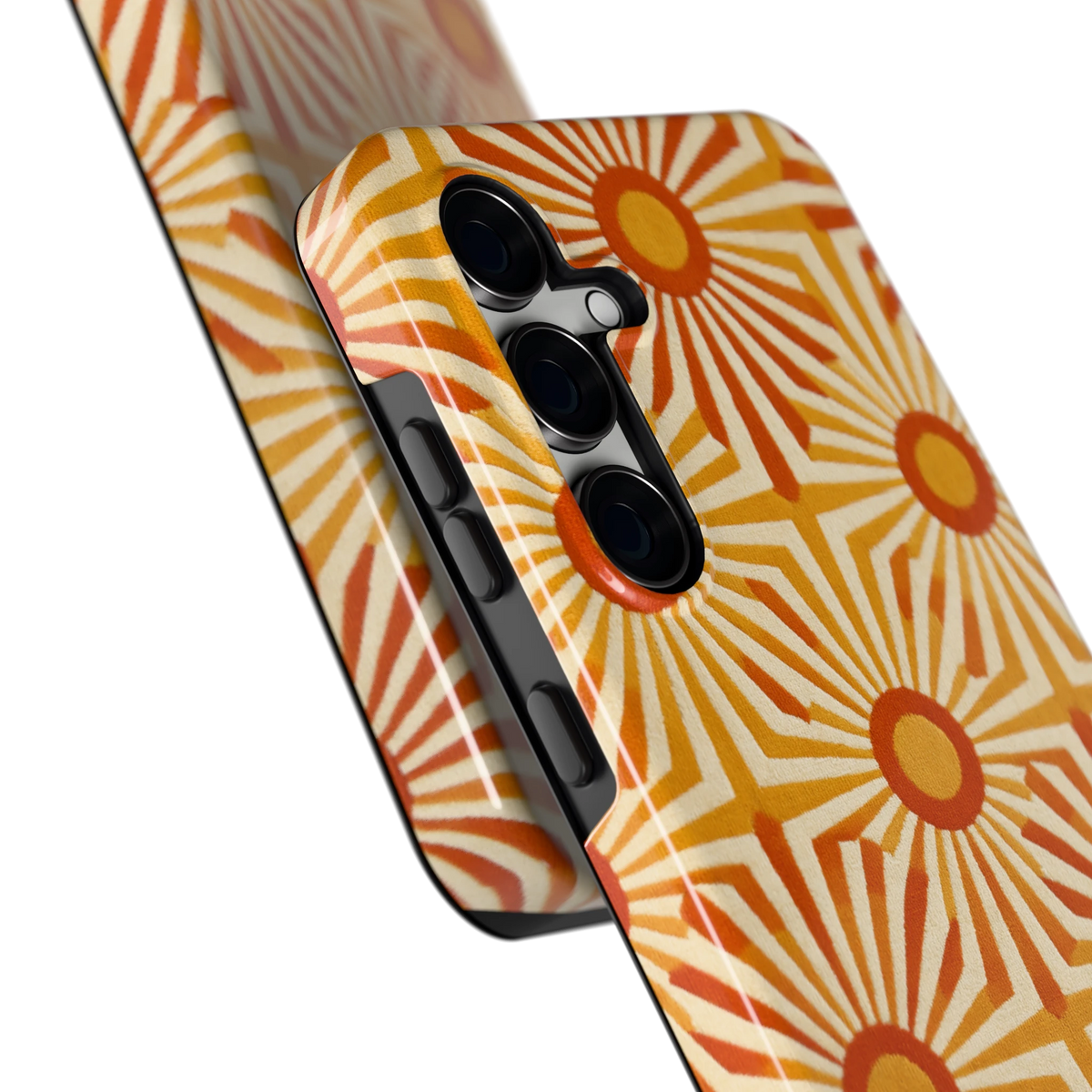 Retro Zonnestralen hoesje voor Galaxy S24 FE, close-up