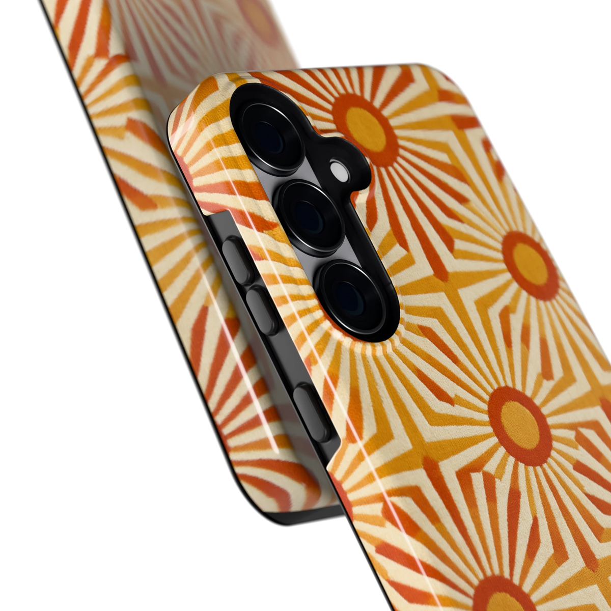 Retro Zonnestralen hoesje voor Galaxy S25+, close-up